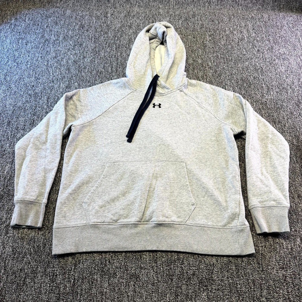 Under Armour Rival Fleece HB Hoodie Womens L Heather Gray Raglan Sleeve Pullover